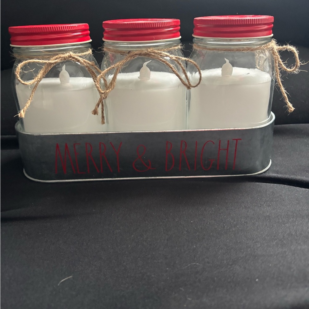 Rae Dunn Christmas Candle Set with Tray